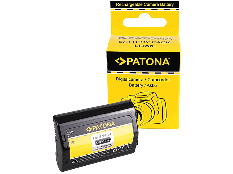 PATONA Akku kompatibel für Nikon EN-EL4 Li-Ion Ersatzakku, 2000mAh 1 Stück