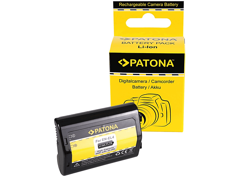 EN-EL4 2000mAh Akku 1 Stück kompatibel Nikon Li-Ion für PATONA Ersatzakku,