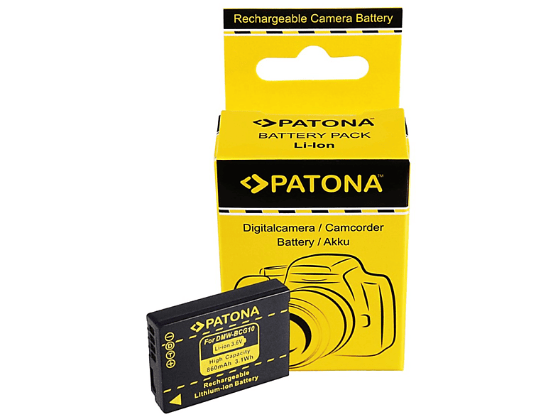 PATONA Akku kompatibel 1 Panasonic DMW-BCG10 Stück Ersatzakku, Li-Ion Volt, 3.6 860mAh für
