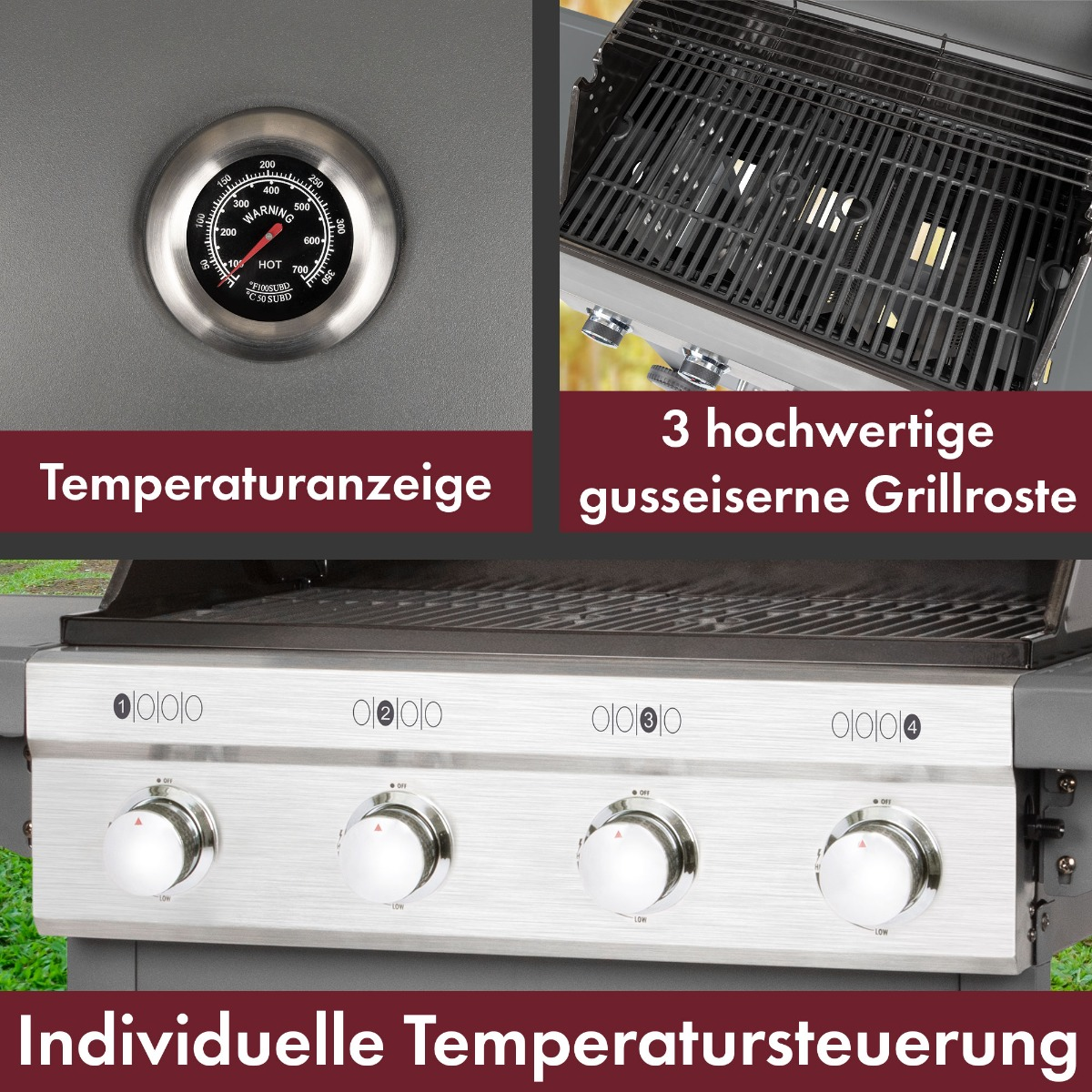 Gasgrill, Grau PC-GG 1257 PROFICOOK