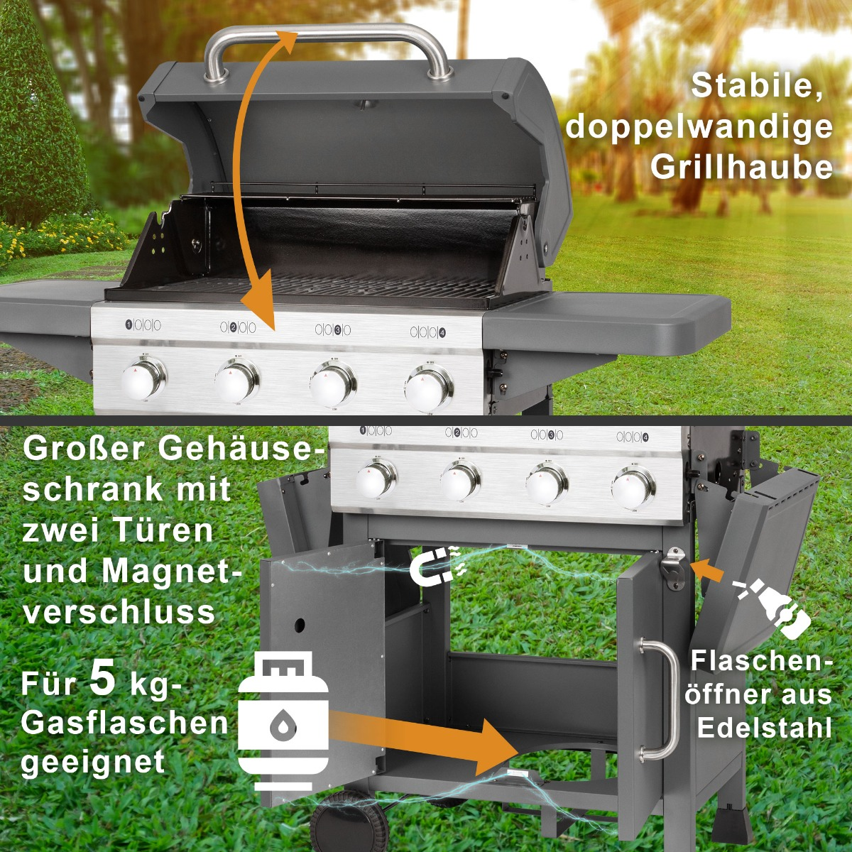 Gasgrill, Grau PC-GG 1257 PROFICOOK