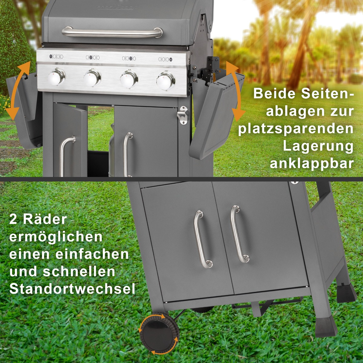 PROFICOOK PC-GG Gasgrill, 1257 Grau