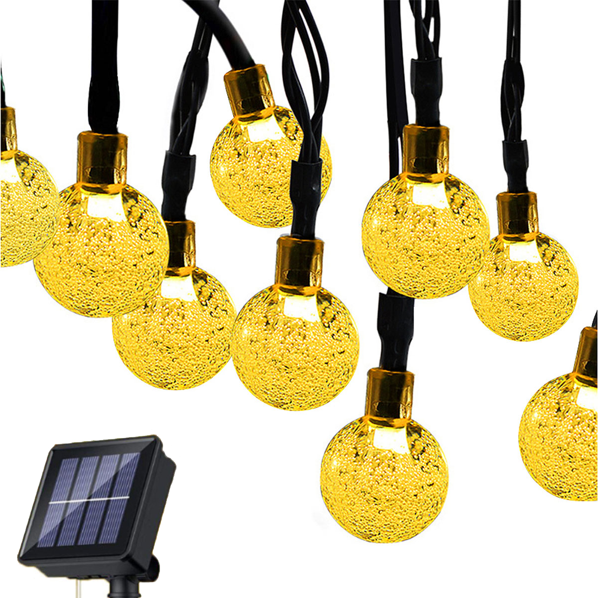 LANOR Solar-Bubble-Ball-Lichterkette,7m Solar-Lichterketten, Ball Lichter warmweiß,für Licht, 50 Bubble Warmweiß Garten