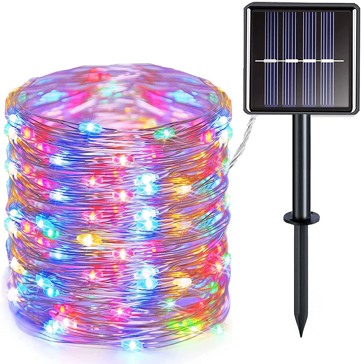Solarleuchte Solar-Lichterketten Kupferdraht, LAMON farbig Solar-Lichterketten, Lichter, LED aus Lichterkette Kupferdraht 7m 50 Lichterkette