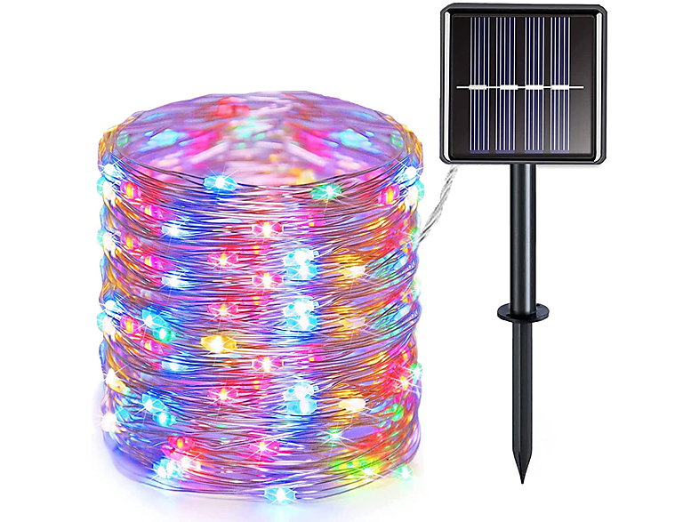 LAMON Kupferdraht Lichterkette Solarleuchte LED Lichterkette Lichter, 7m Kupferdraht, aus farbig Solar-Lichterketten Solar-Lichterketten, 50