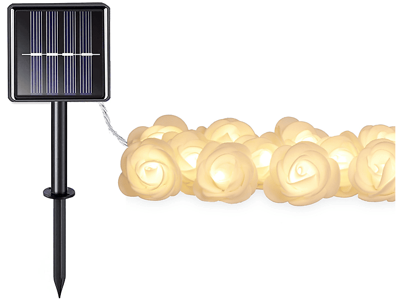 Rosenlicht 8 Solar-Lichterketten, Solarleuchte, hell Rosenlichter, warmweiß, Warmweiß LED Funktionen 7m 50 LAMON