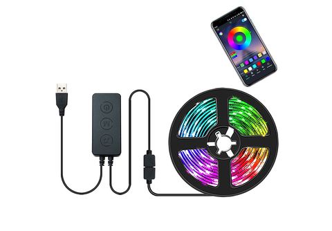 LAMON 5M LED Stripe LED TV-Hintergrundbeleuchtung,RGB Bluetooth App LED- Streifen, Bluetooth 5M, Farbig