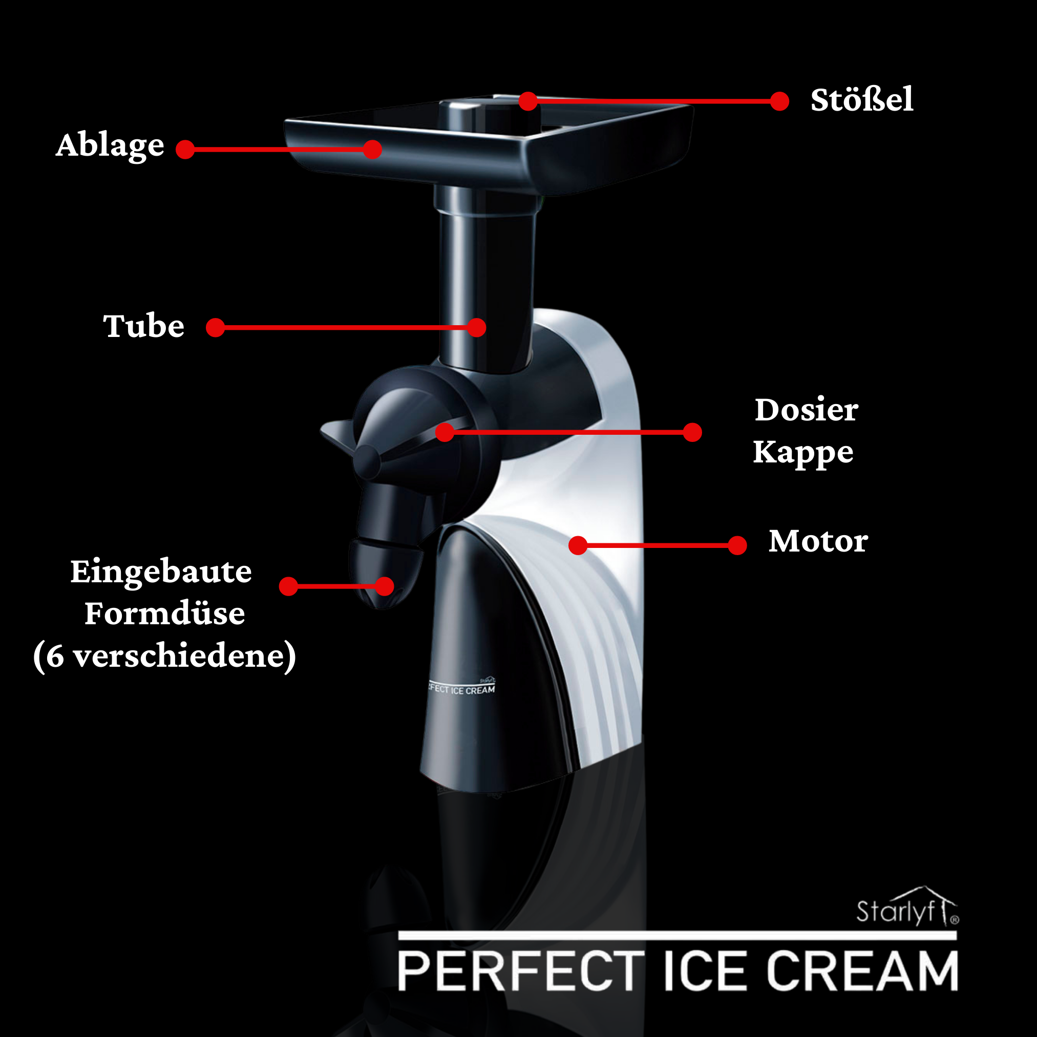 STARLYF Perfect Ice Cream Eismaschine silber) Watt, (120