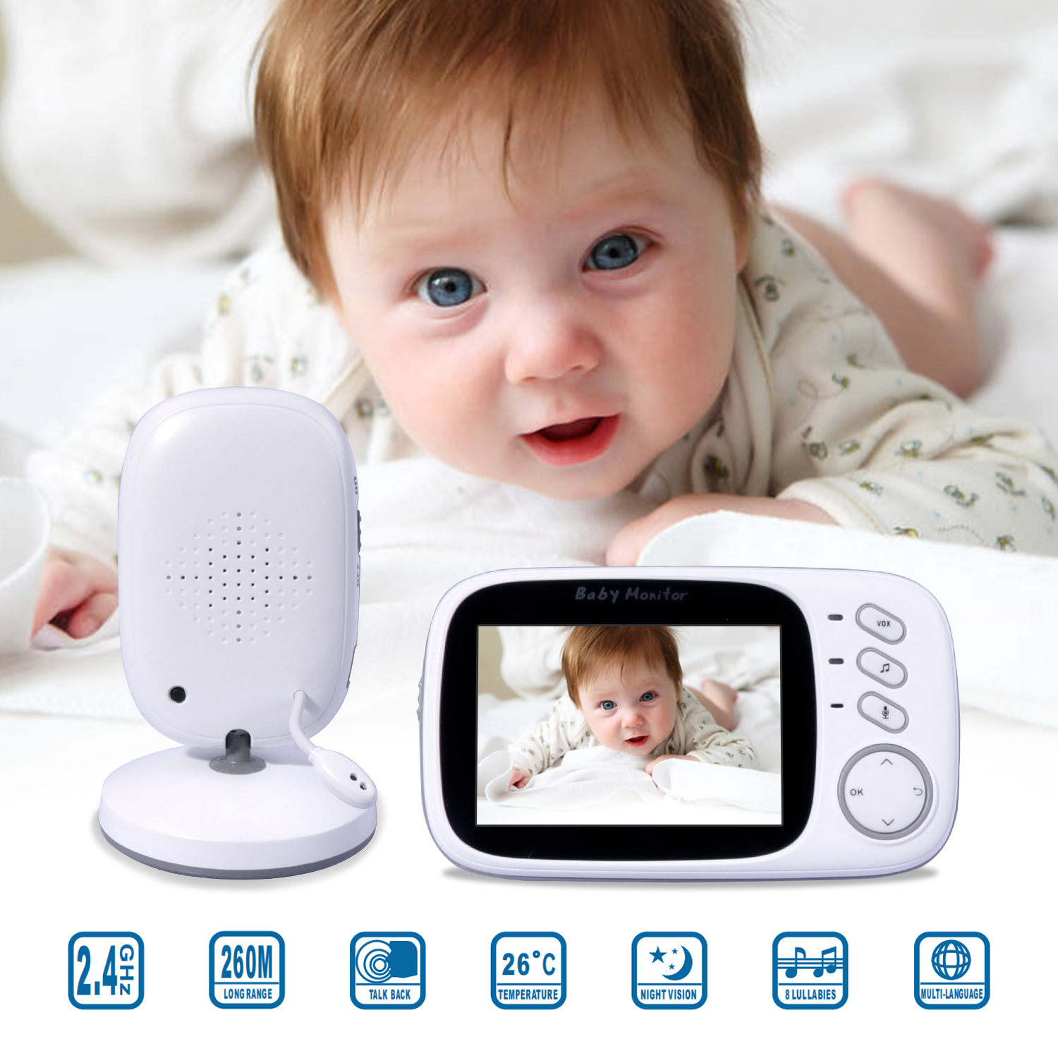 IKIDO 3.2 Babyphone Monitor Inch Baby