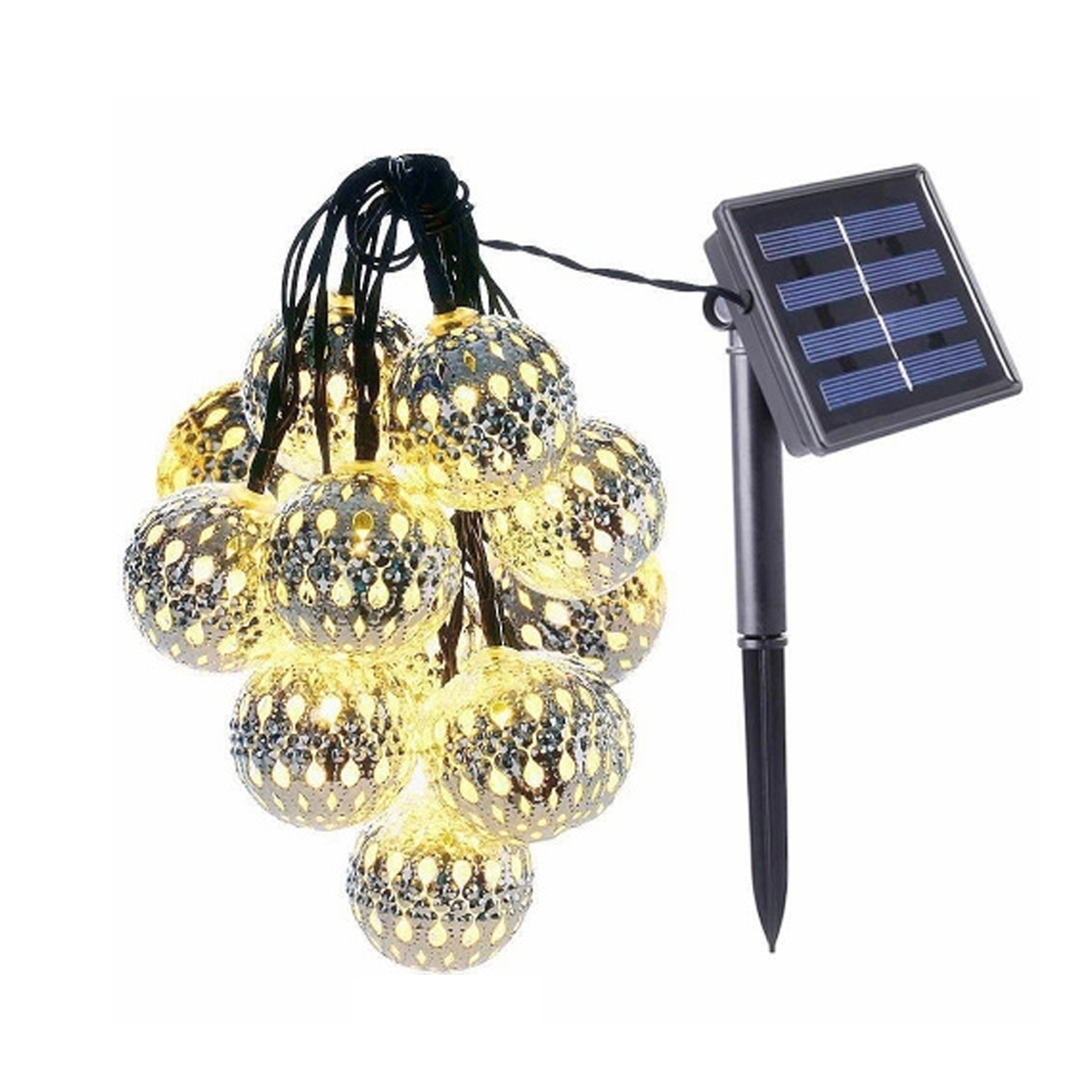 LAMON Warmweiß Lichter Kugellicht, warmweiß 50 Solar-Lichterketten, Globe Lichterkette, Lichterketten 7m Marokkanisches solarbetriebene