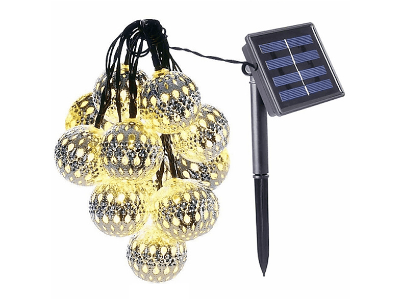 Lichterkette, Warmweiß Lichterketten Lichter solarbetriebene Solar-Lichterketten, 50 7m warmweiß LAMON Globe Kugellicht, Marokkanisches
