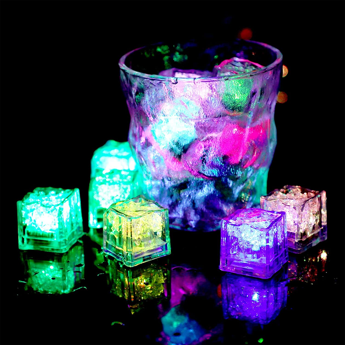 Bunt, 12 LED LAMON Ice Cubes LED-Lichteffekt, Stück Bunt