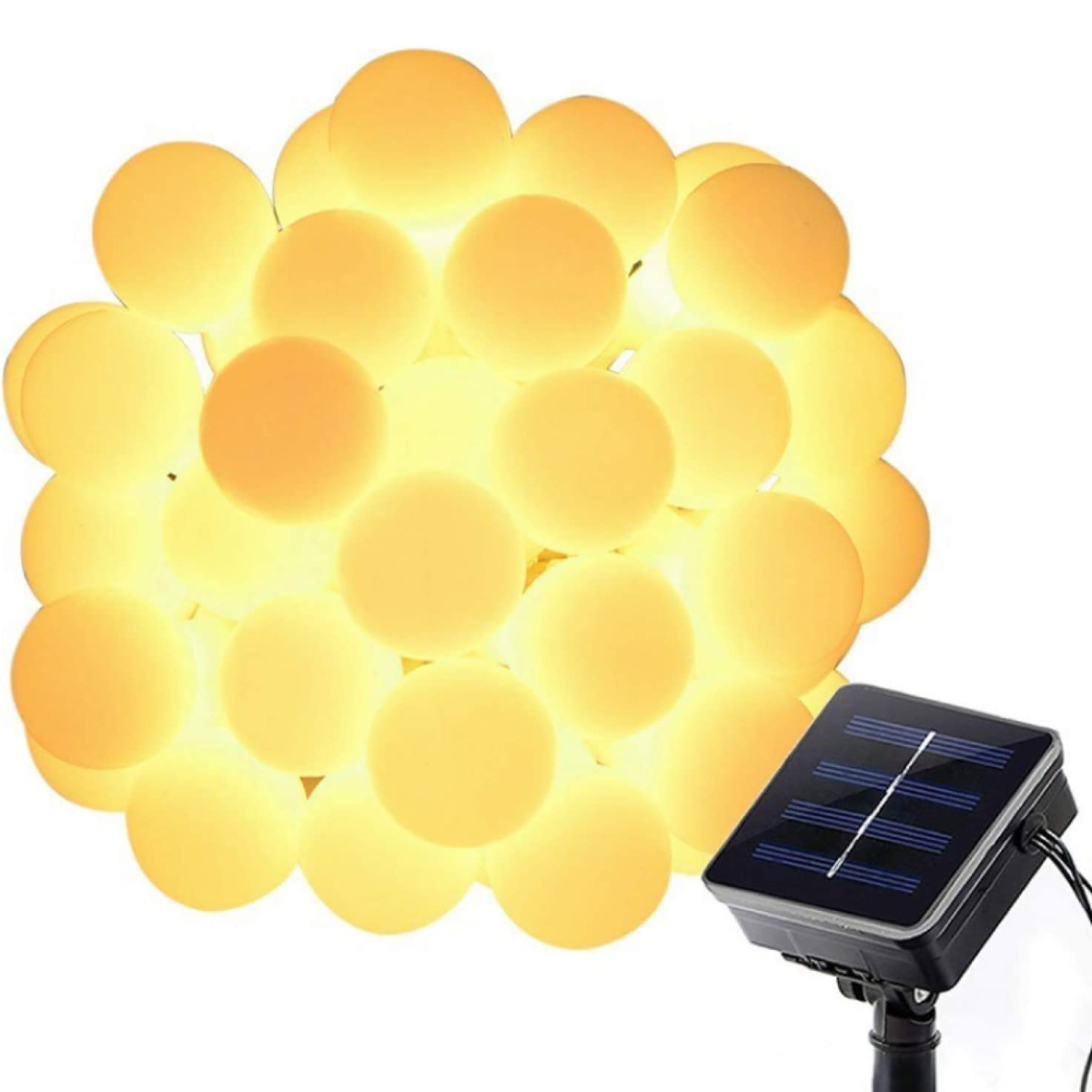 DEDOM Solar-Lichtkugel,7M Kugellampe Lichterketten, kleine Lichter, weiße 50 LED Warmweiß, Warmweiß