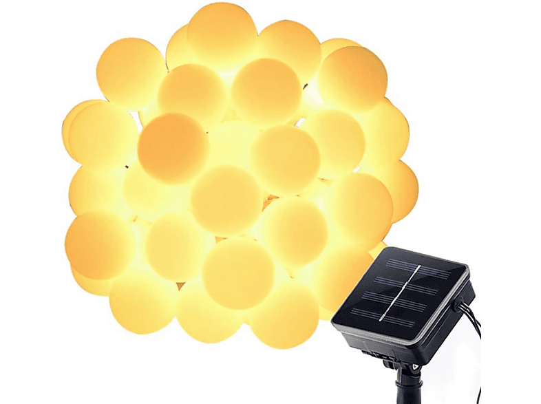 DEDOM Solar-Lichtkugel,7M 50 Lichter, LED kleine weiße Warmweiß Lichterketten, Warmweiß, Kugellampe
