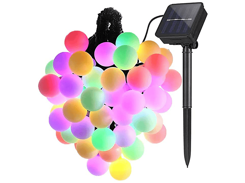 LANOR Solar-Bubble-Ball-Licht, 7m 50 Lichter farbig, für Gärten, Höfe und Partys Lichterketten, Multicolor, farbig