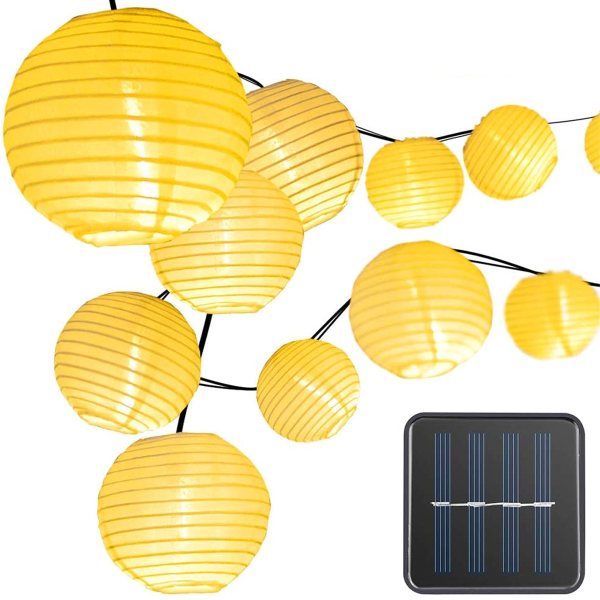 6.5m 30 Solar-Lichterketten, LED Laternen-Lichterkette, warmweiß LAMON Laternen-Saiten, Lichter Warmweiß Solarleuchte,