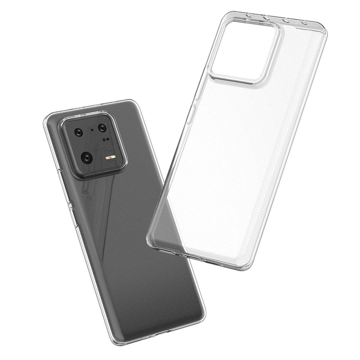 Eine transparente Handyhülle auf einem schwarzen Telefon. Die Hülle liegt leicht vom Telefon ab.
