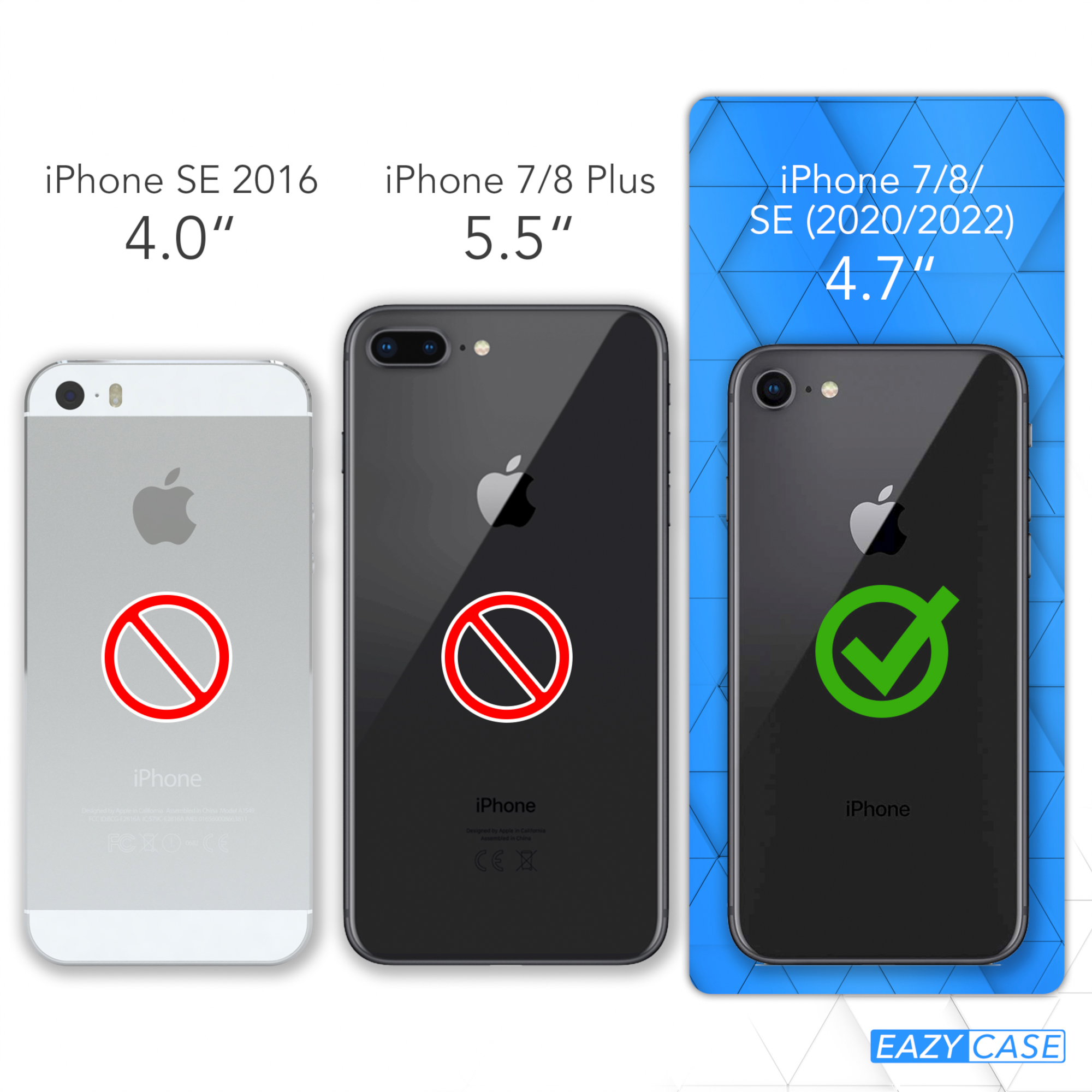 CASE 8, Apple, / 2022 iPhone Dunkel Kordel SE 2020, Umhängetasche, Handyhülle Karabiner, 7 SE Blau breiter iPhone / mit Transparente / + EAZY Gold