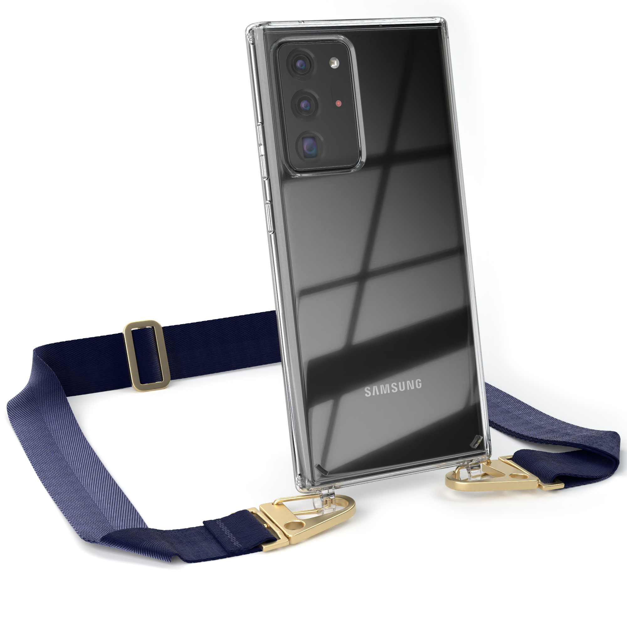 / breiter / Galaxy Dunkel Kordel Ultra Note Blau 20 Ultra Samsung, Handyhülle Umhängetasche, Transparente CASE EAZY Karabiner, 20 mit Note Gold 5G, +