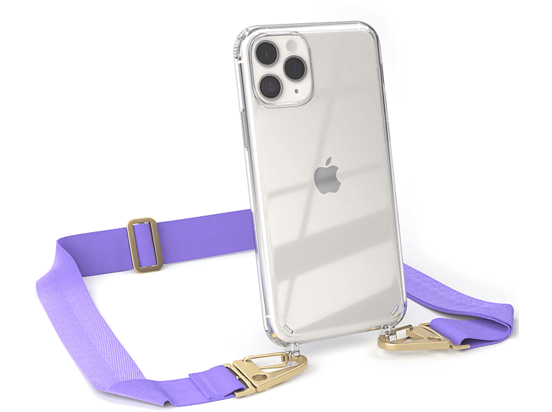 Apple, breiter mit Karabiner, + / Transparente Flieder Kordel EAZY iPhone Pro, Umhängetasche, Handyhülle Gold 11 CASE