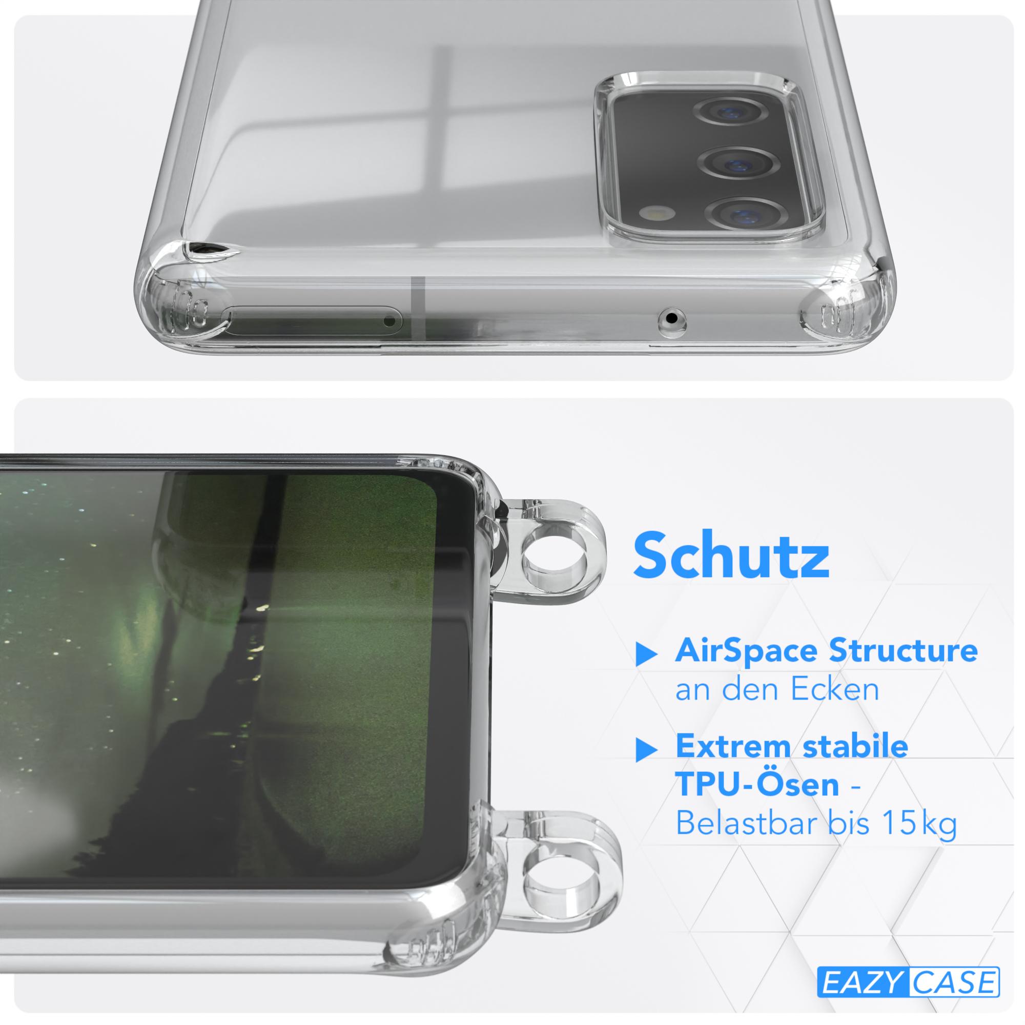 Samsung, CASE Umhängetasche, + Galaxy Transparente Karabiner, Dunkel / Handyhülle EAZY breiter S20, Gold mit Kordel Grün
