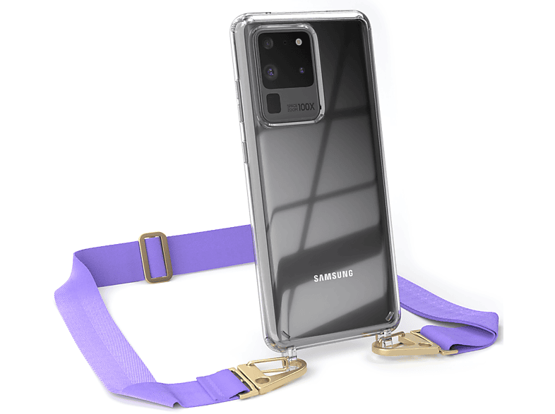 / / Galaxy Transparente + Kordel S20 mit Samsung, Handyhülle Ultra Flieder S20 Umhängetasche, EAZY Karabiner, Gold Ultra breiter 5G, CASE