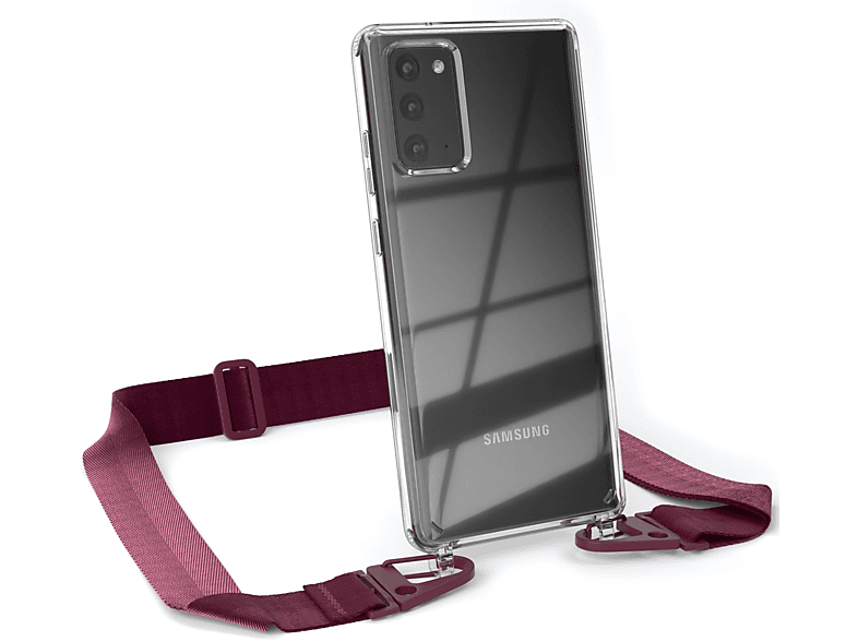 EAZY CASE Transparente Handyhülle mit 5G, Burgundy / / breiter Note Karabiner, 20 Beere Umhängetasche, + Galaxy Note Rot Kordel Samsung, 20