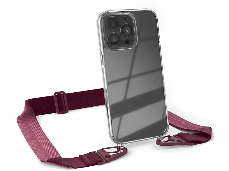 Beere Umhängetasche, Transparente 13 breiter iPhone Rot + Kordel Burgundy mit Pro, Karabiner, EAZY CASE / Apple, Handyhülle