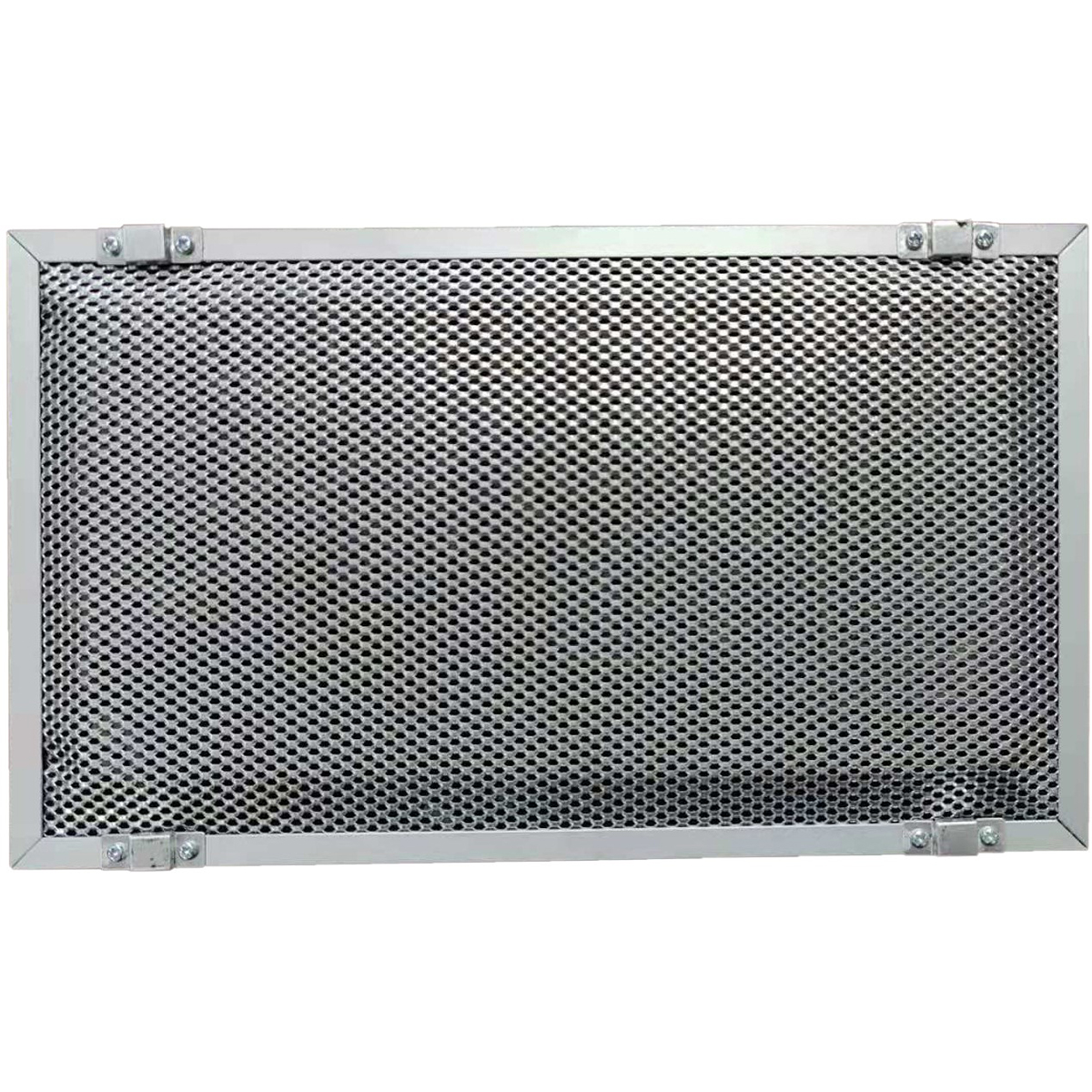 Ein Metallgitterfilter mit Silberrahmen, geeignet für Belüftung oder Luftfilterung.