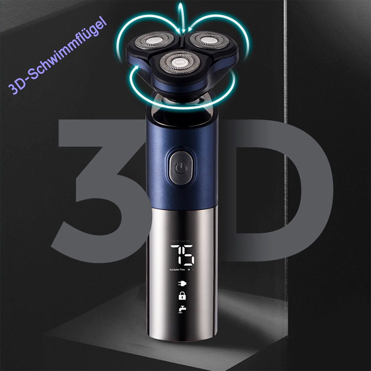shavers,LED, Float, Nass 3D Rasierer SCHEIFFY Blau trocken Electric Smart und