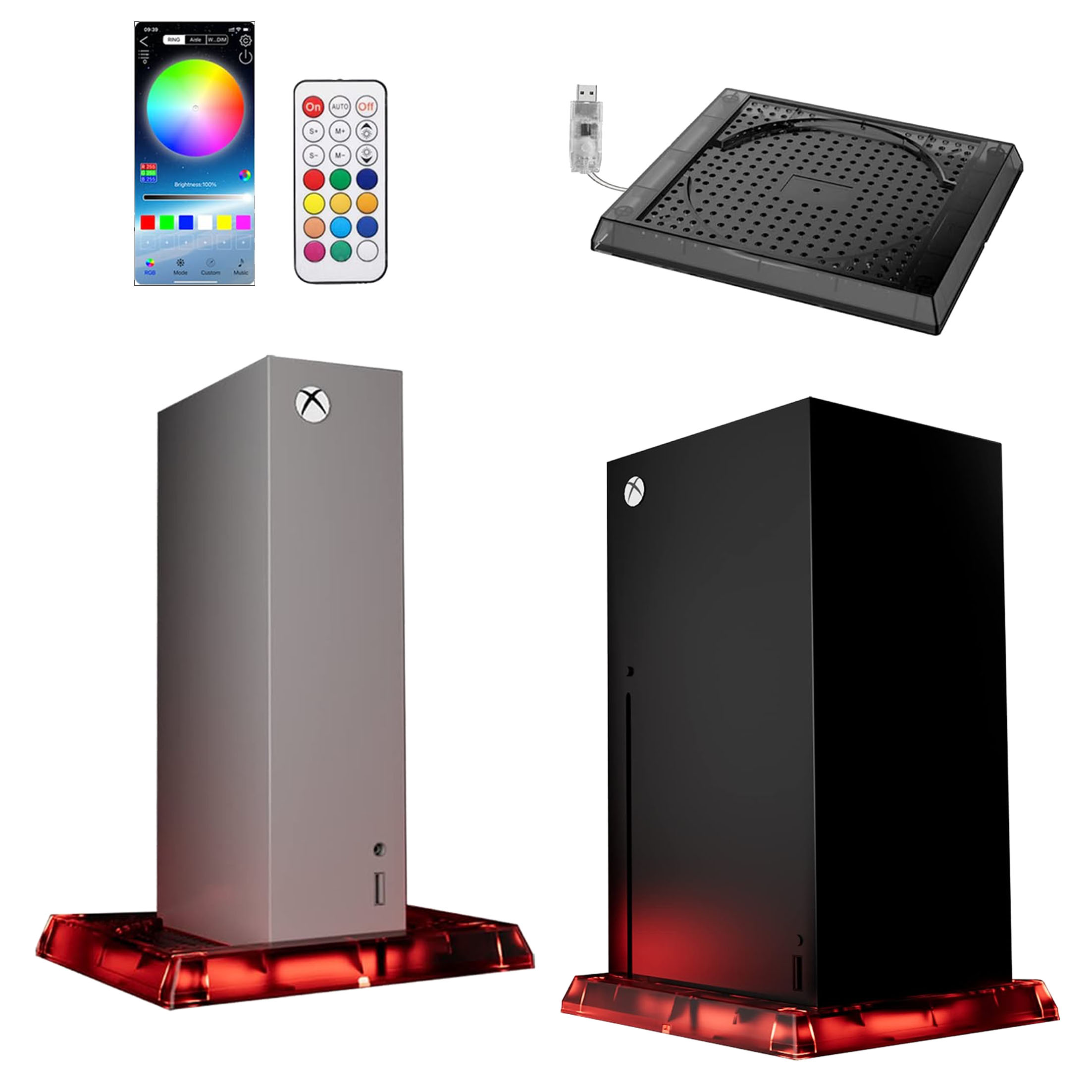 RESPIEL RGB-Wärmeableitungsbasis, für Xbox Serie Beleuchtungen PlayStation X/S Kühlung 5-Controller Dock