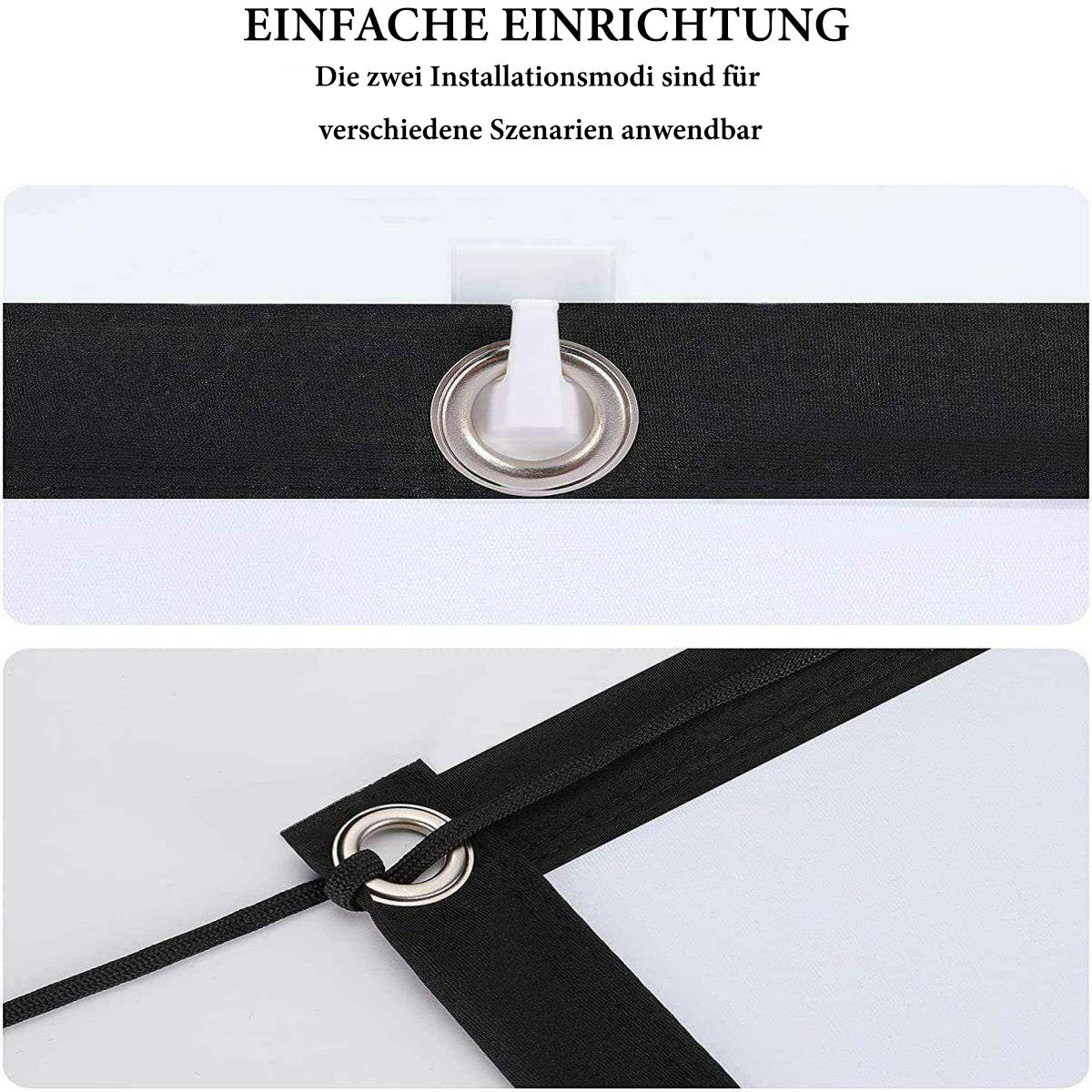 Nahaufnahme eines weißen Bildschirms mit schwarzem Rand und Metallring.