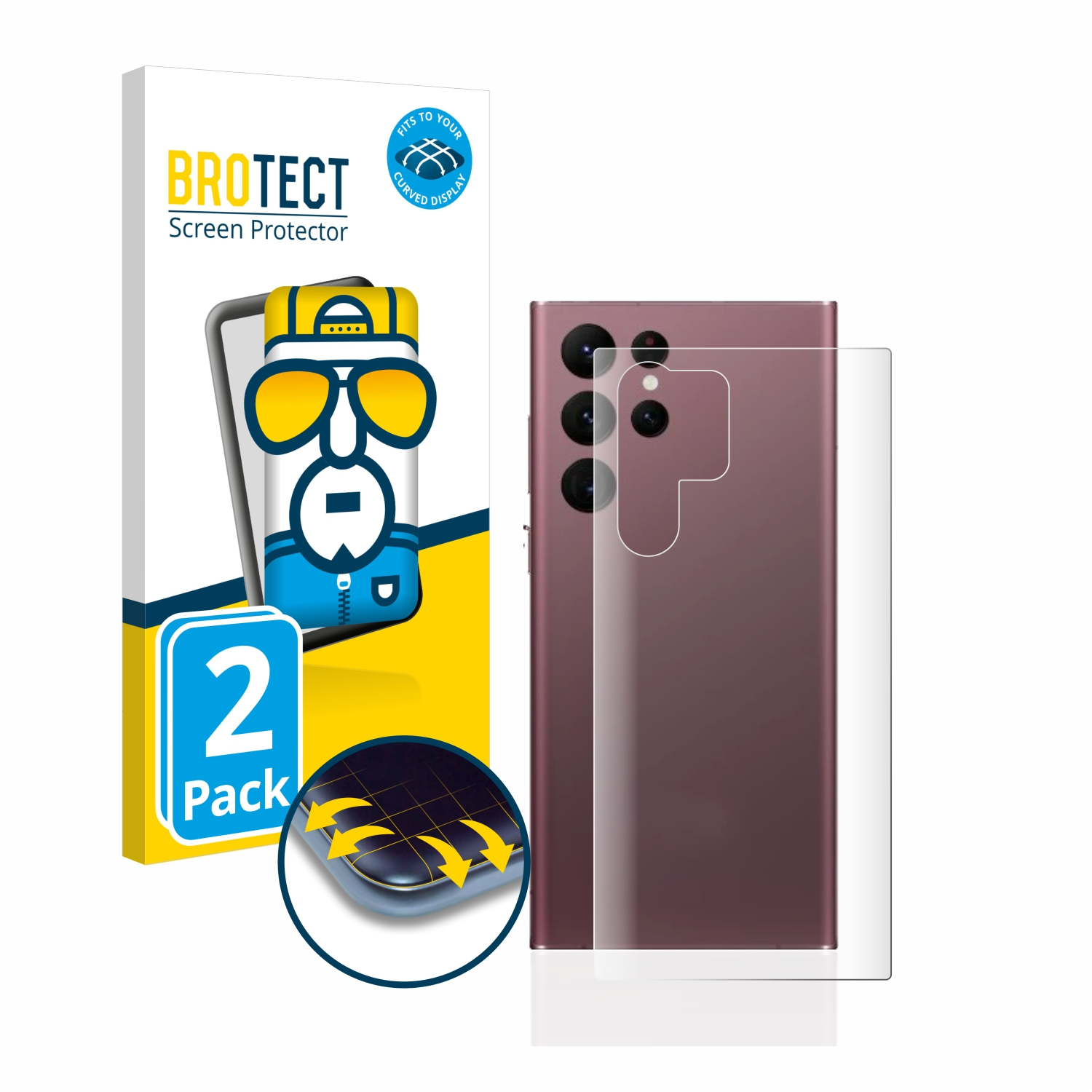 BROTECT 2x Flex Full-Cover 3D Schutzfolie(für Enterprise Edition) Galaxy S22 Samsung Ultra 5G Curved
