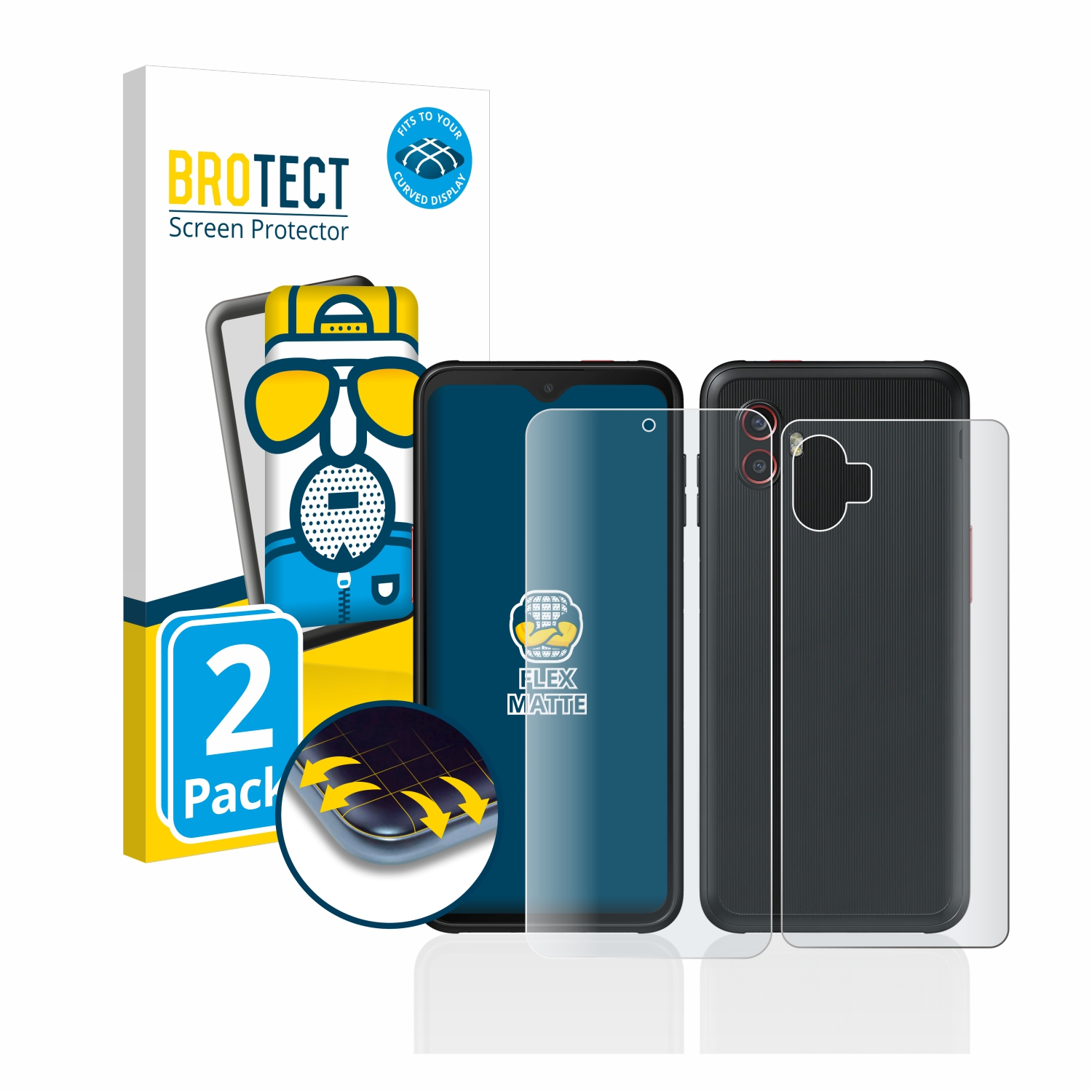 BROTECT 2x Flex matt Full-Cover 3D Edition) Xcover Galaxy Schutzfolie(für Samsung 6 Enterprise Pro Curved