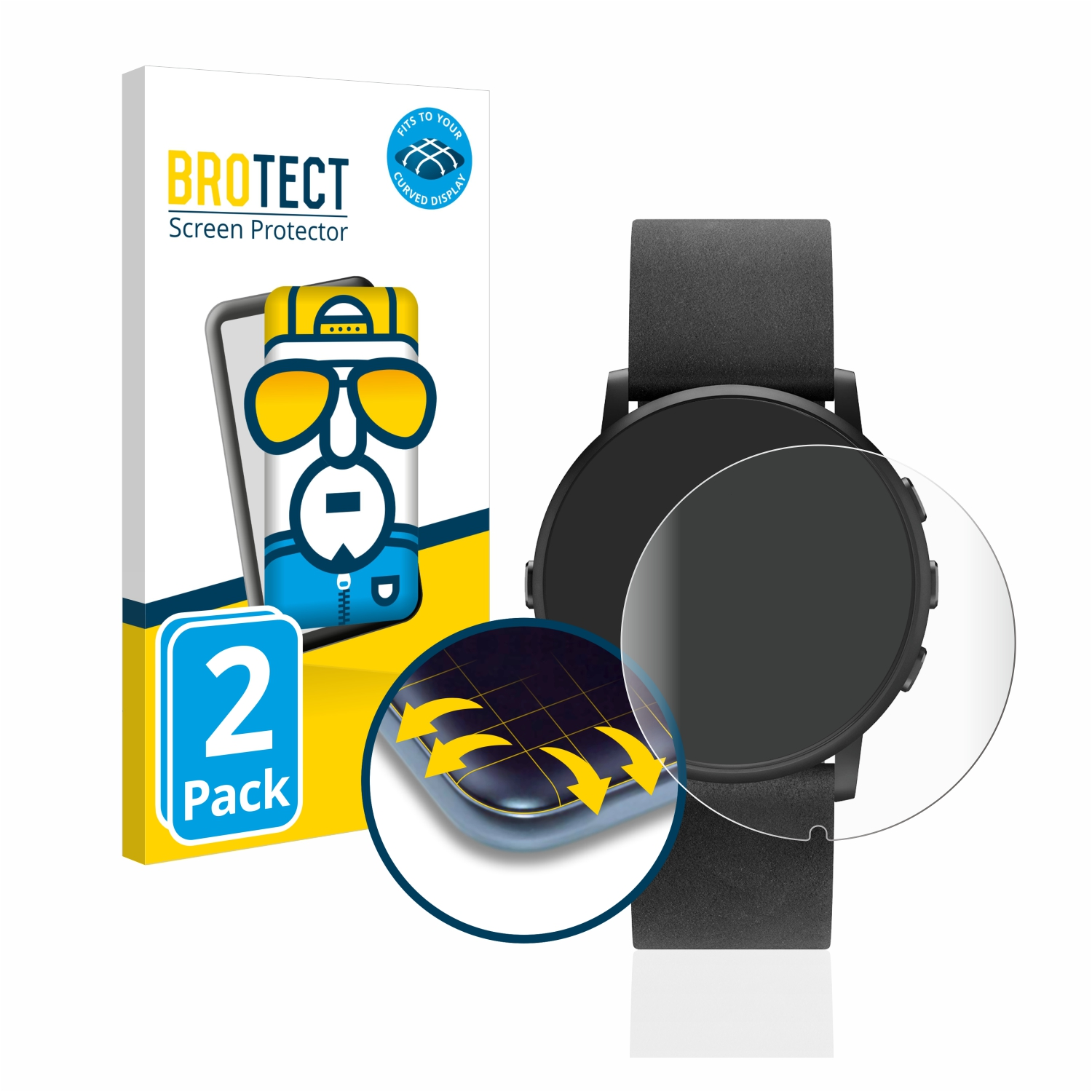 BROTECT 2x Flex Pebble Curved Round) 3D Time Schutzfolie(für Full-Cover