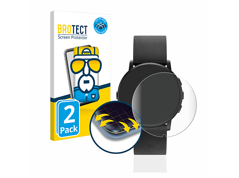 BROTECT 2x Flex Pebble Curved Round) 3D Time Schutzfolie(für Full-Cover