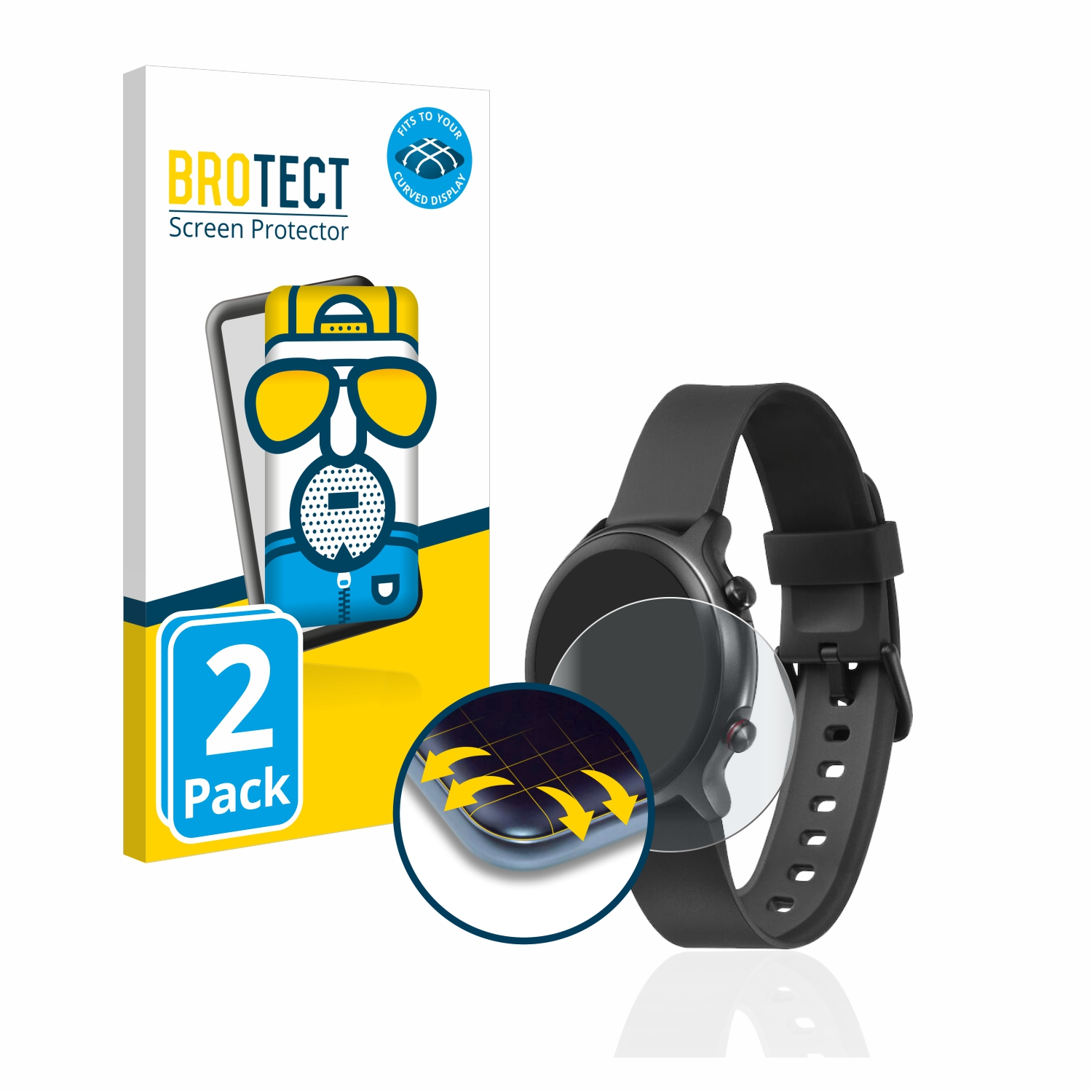 2x BROTECT Curved Watch) 3D Schutzfolie(für Full-Cover Flex matt Doro