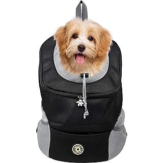 INF Rucksack / Transporttasche für Hund (M) Schwarz Hunderucksack