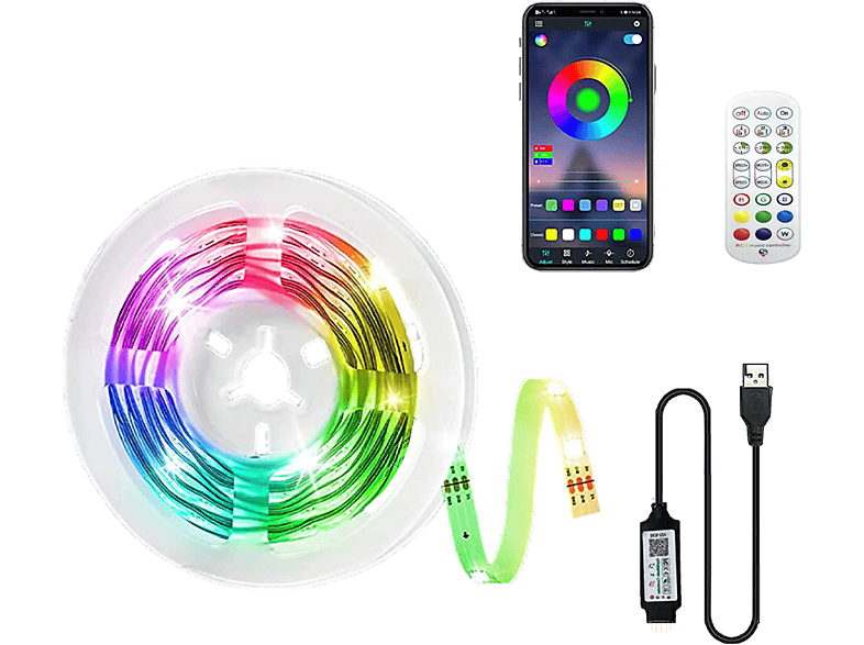 farbig 3M Lichtband APP, LED LED-Licht, Wasserdicht Bluetooth Lichtleiste, Mit IP65 LAMON Leuchtstreifen, Fernbedienung, 3M + Fernbedienung, Stripe