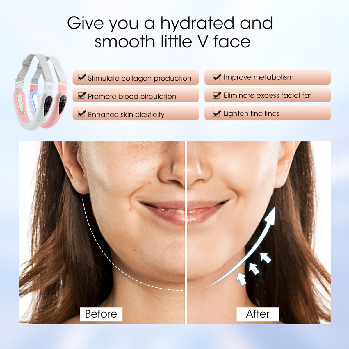 Gesicht, Mikrostrom-Massagefunktion Muskelstimmulation Mit elektrische V-förmiges Face KINSI Slimmer,