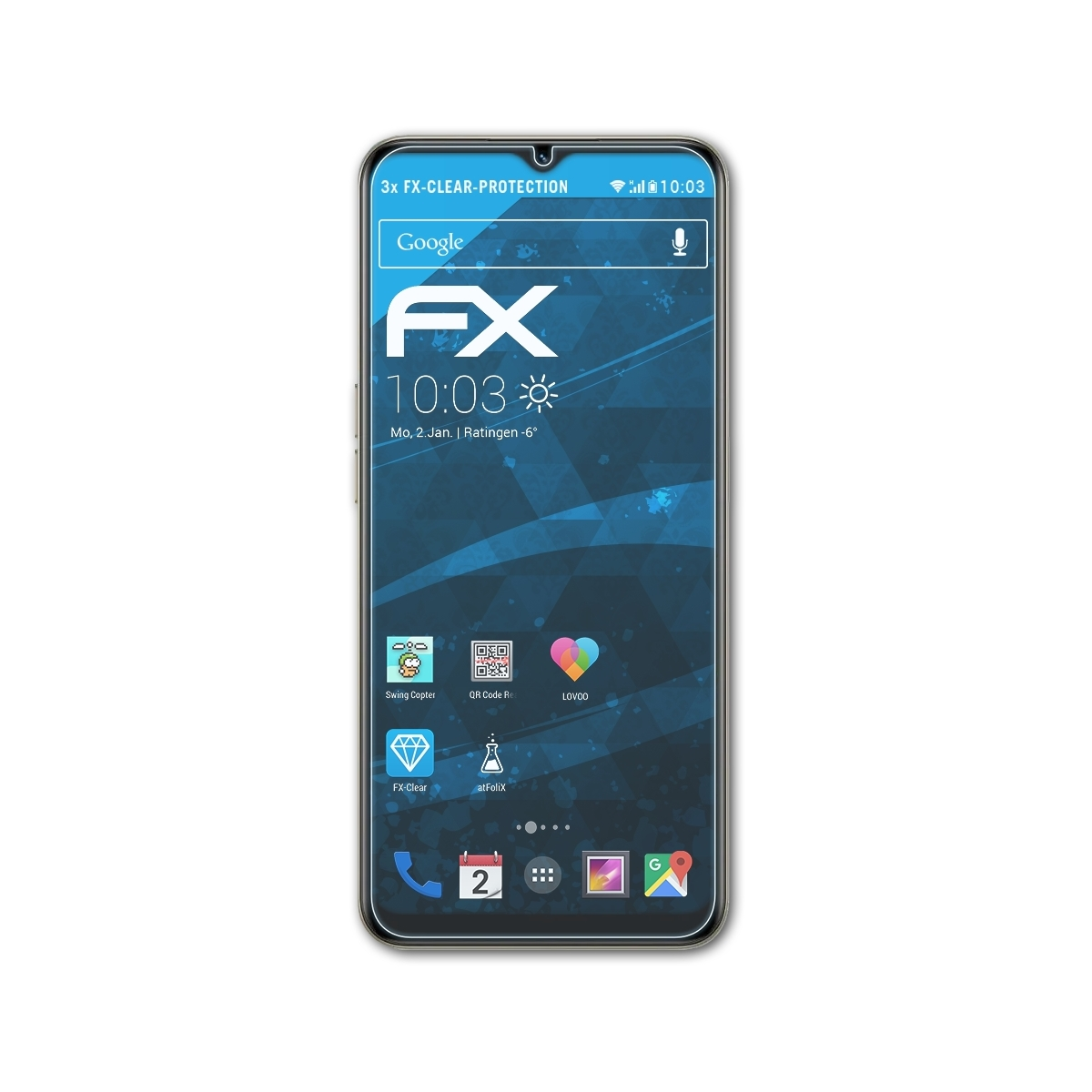3x Displayschutz(für FX-Clear Realme V30) ATFOLIX