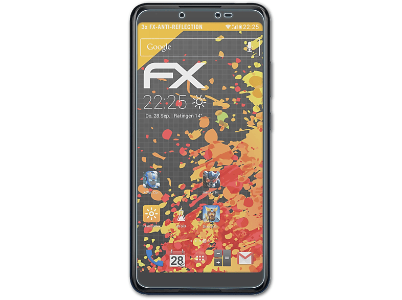 Jerry FX-Antireflex ATFOLIX 3x 4) Displayschutz(für Wiko