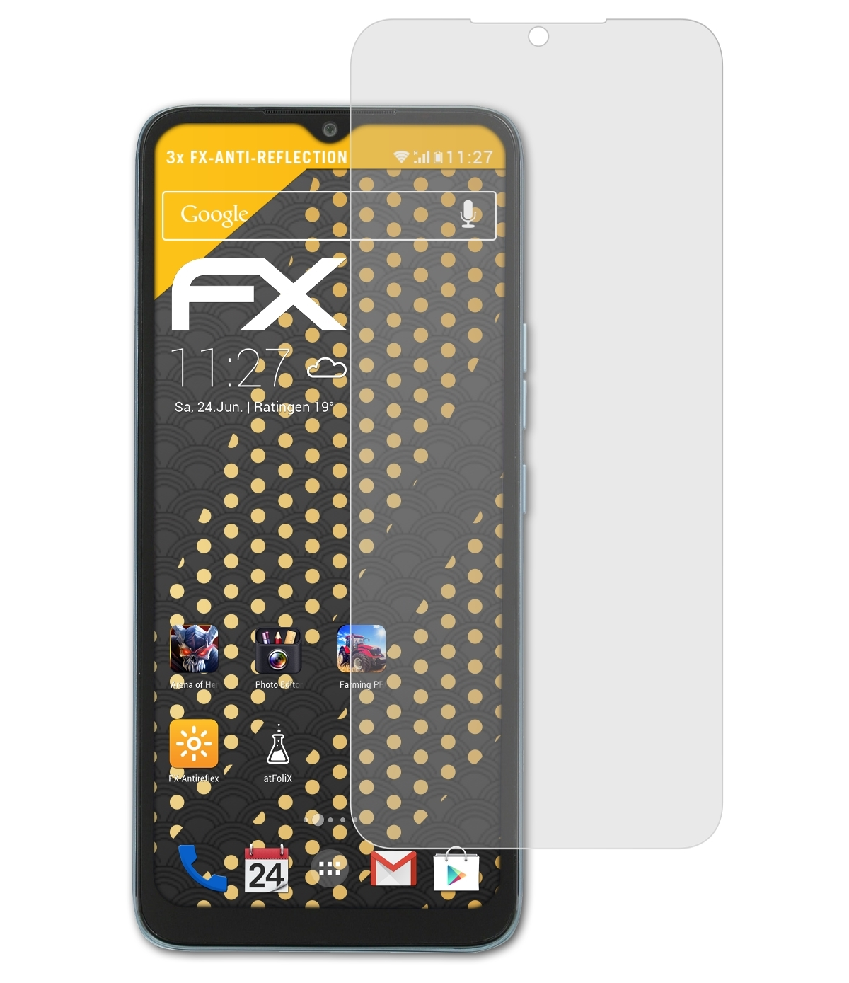 ATFOLIX 3x FX-Antireflex Displayschutz(für Tecno 5 LTE) Pop