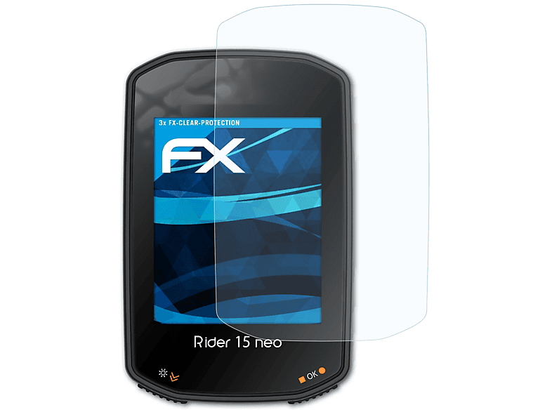 ATFOLIX 3x FX-Clear Displayschutz(für Rider Bryton 15 neo)