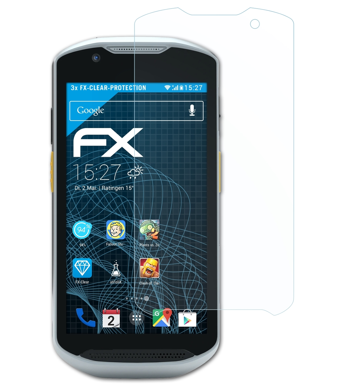 ATFOLIX 3x FX-Clear Displayschutz(für Zebra TC52-HC)