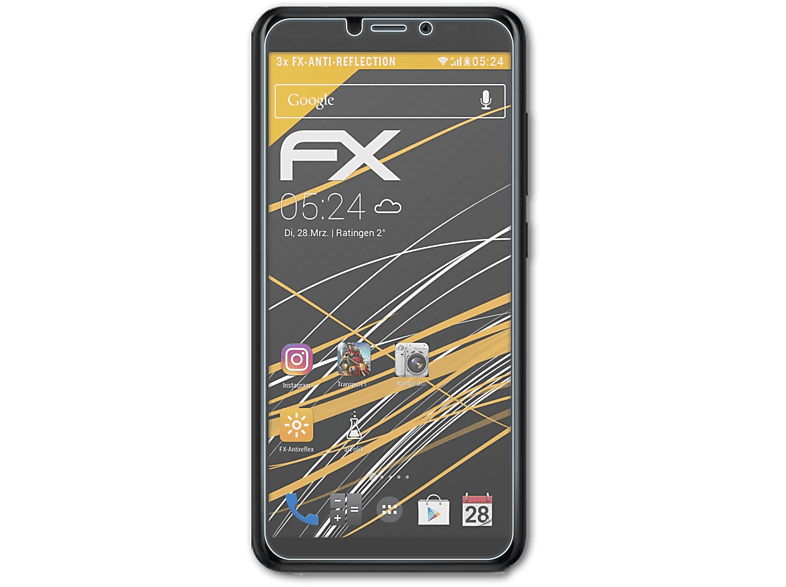 ATFOLIX 3x FX-Antireflex Displayschutz(für Wiko Sunny 5 Lite)