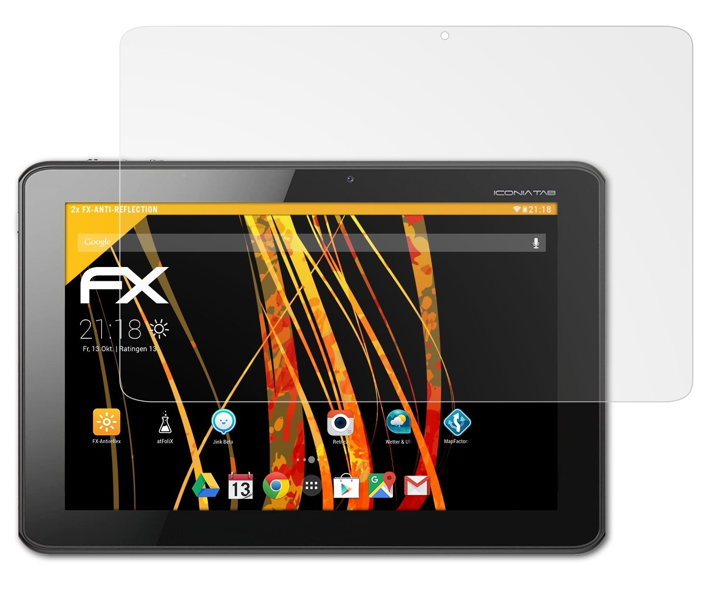 ATFOLIX 2x FX-Antireflex Displayschutz(für Acer A510 Iconia Games Olympic Edition)