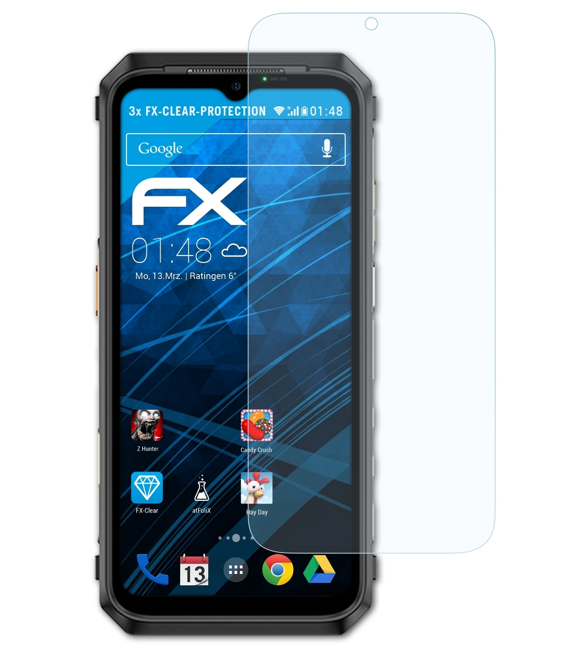 FX-Clear Displayschutz(für Armor Ulefone ATFOLIX Power 19T) 3x