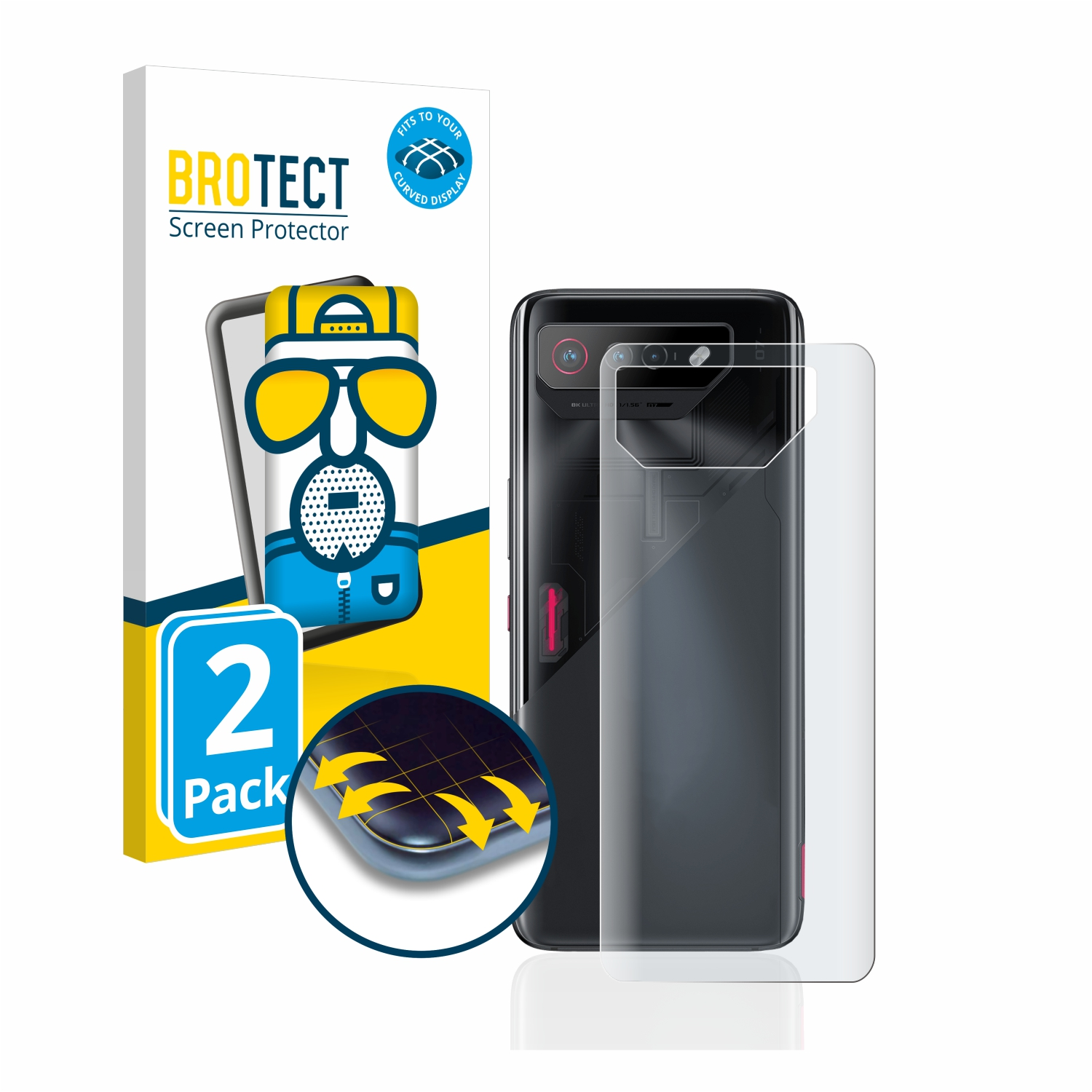 BROTECT 2x Flex ASUS Full-Cover Schutzfolie(für 3D ROG Phone 7) matt Curved