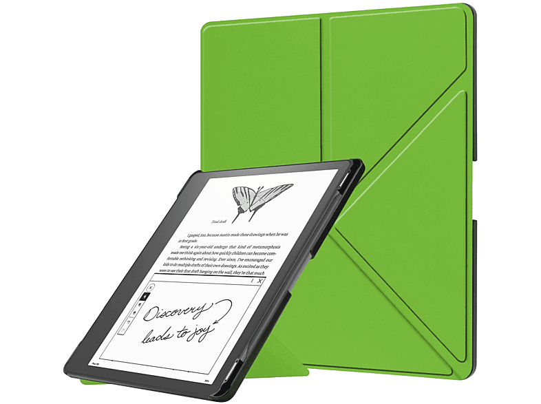 LOBWERK Hülle Schutzhülle Bookcover für Amazon Kindle Scribe 2022 (1. Gen) Schreibfunktion 10.2 Zoll Kunstleder, Grün
